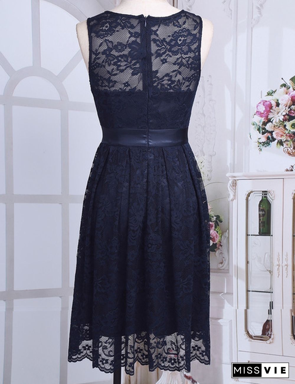 Women Party Short Dress Floral Lace Bridesmaid Evening Prom Gown Formal Fancy Skirt