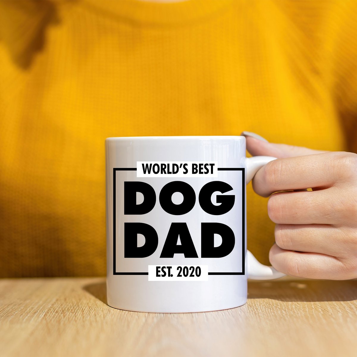 904 Custom Personalized World's Best Dog Dad Double Sided Mug， 11-oz