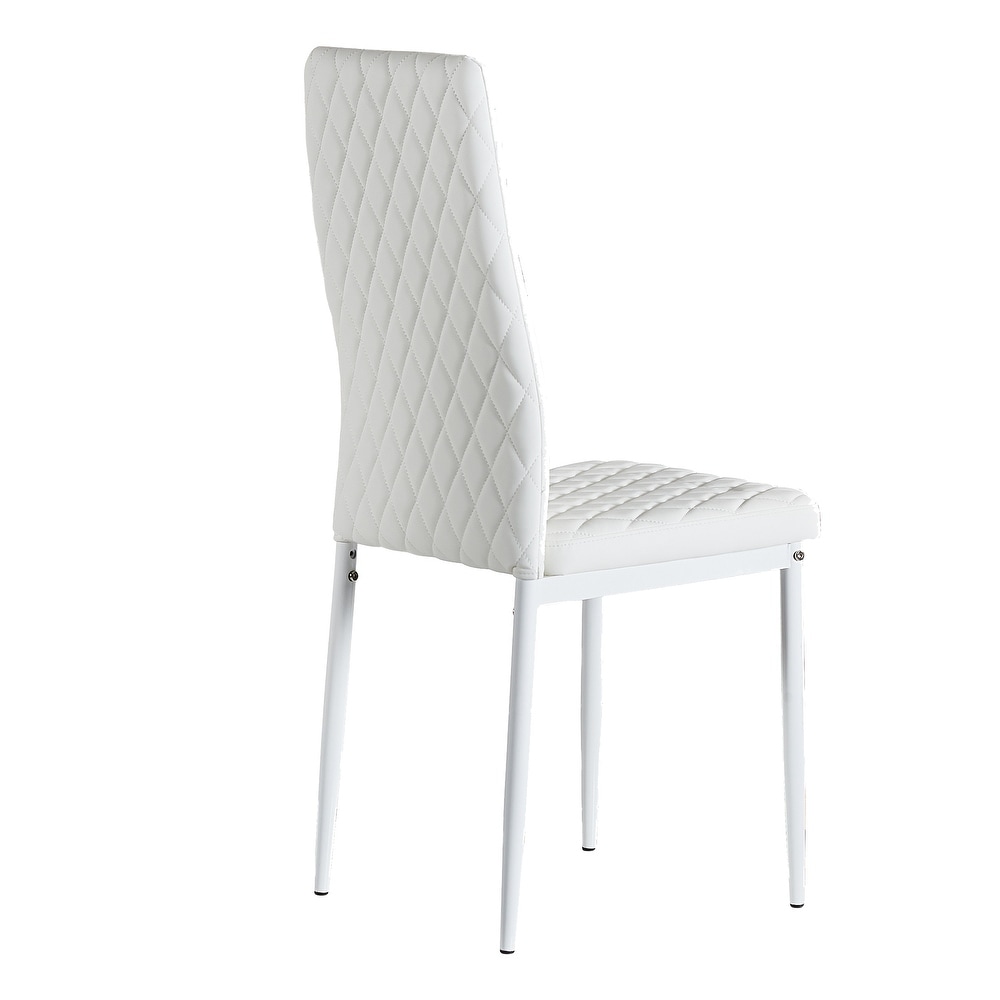 Dining Chair Leather Diamond Grid Pattern Home Conference Chair Set Of 4   20.47*15.75 *37.8INCH