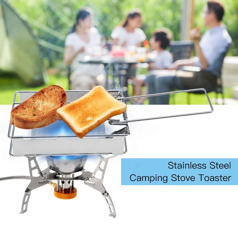 Foldable Stainless Steel Toaster Plate Portable Outdoor Camping Bread Toaster Grill Backpacking Hiking Picnic Mesh Net Grill