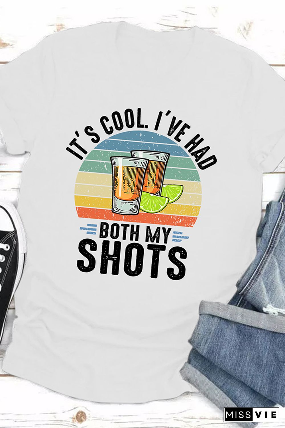 It's Cool I've Had Both My Shots Print Graphic Tees for Women Wholesale Short Sleeve T shirts Top