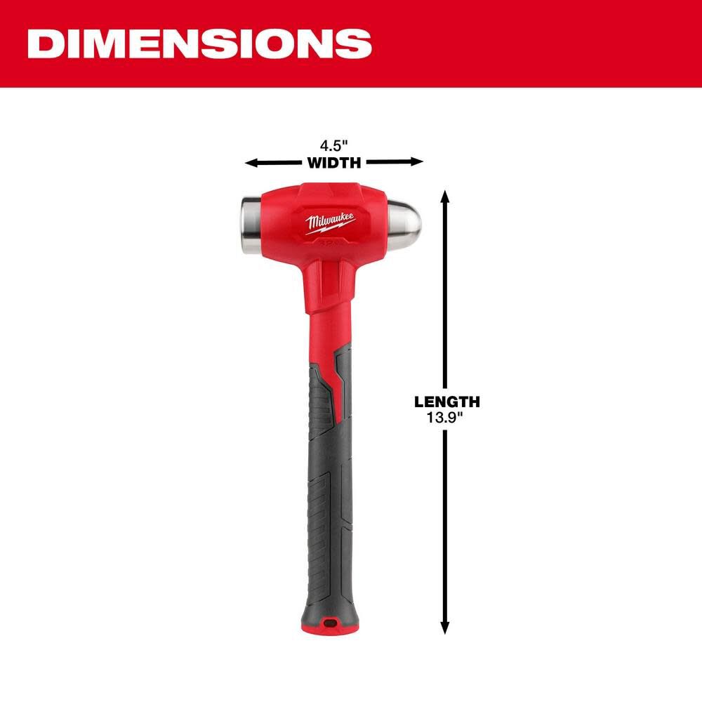 Milwaukee 32oz Dead Blow Ball Peen Hammer 48-22-9141 from Milwaukee