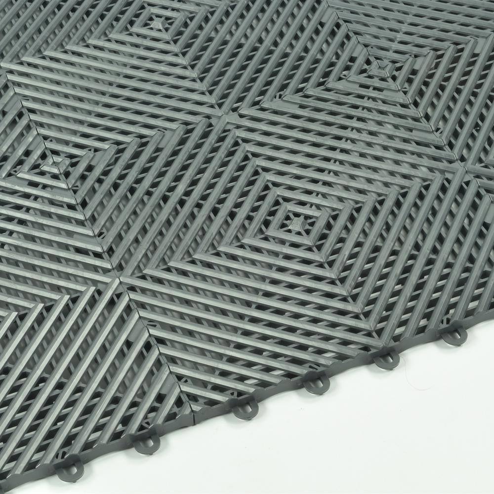 Greatmats Perforated Click 12-18 in. x 12-18 in. Black Plastic Garage Floor Tile (25-Pack) PCGT1X1BLK25