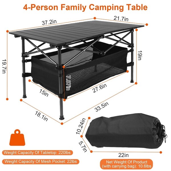 Folding Camping Table Portable Aluminum Roll up Desk with Carrying Bag