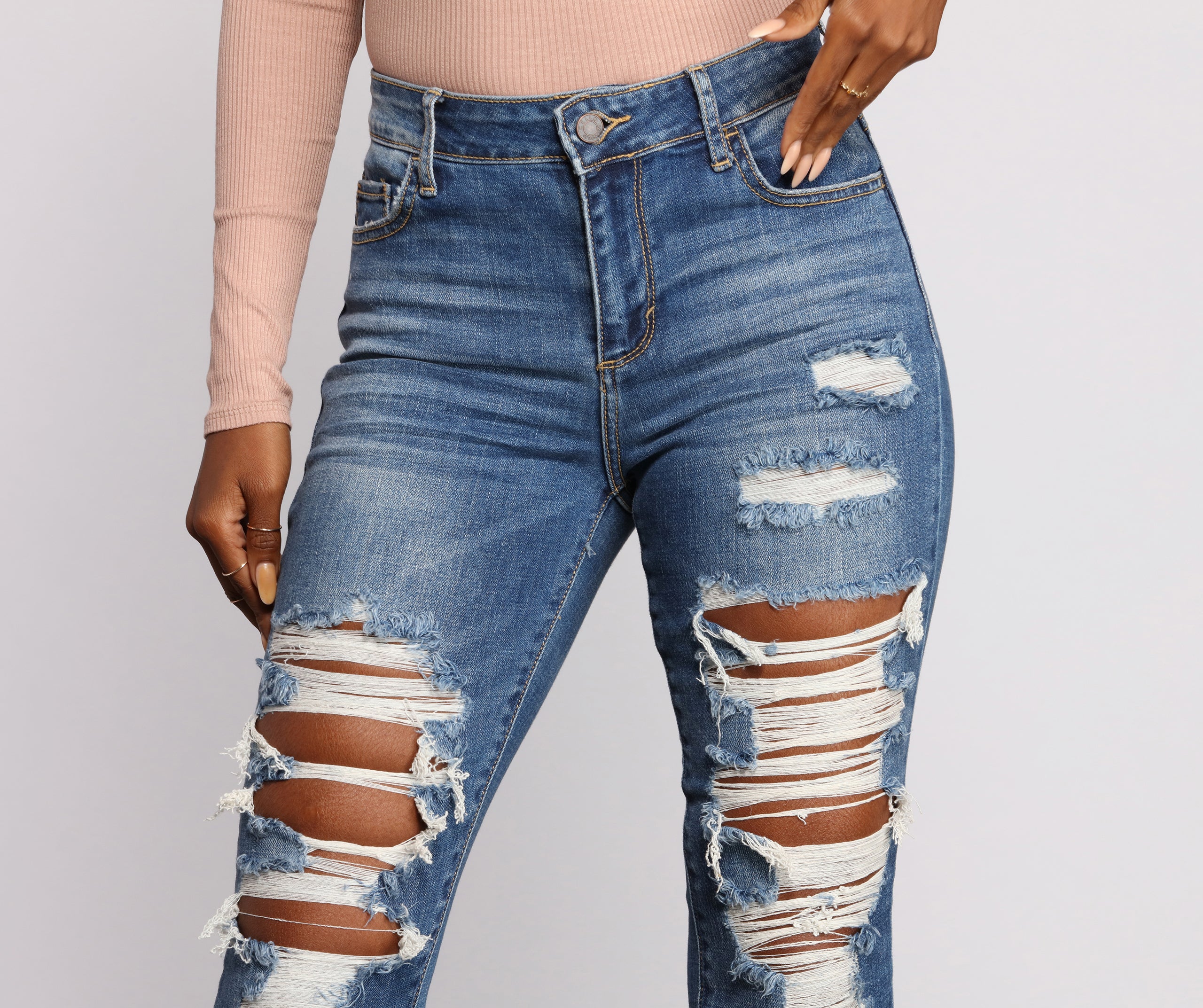 Fab and Frayed Distressed Skinny Jeans