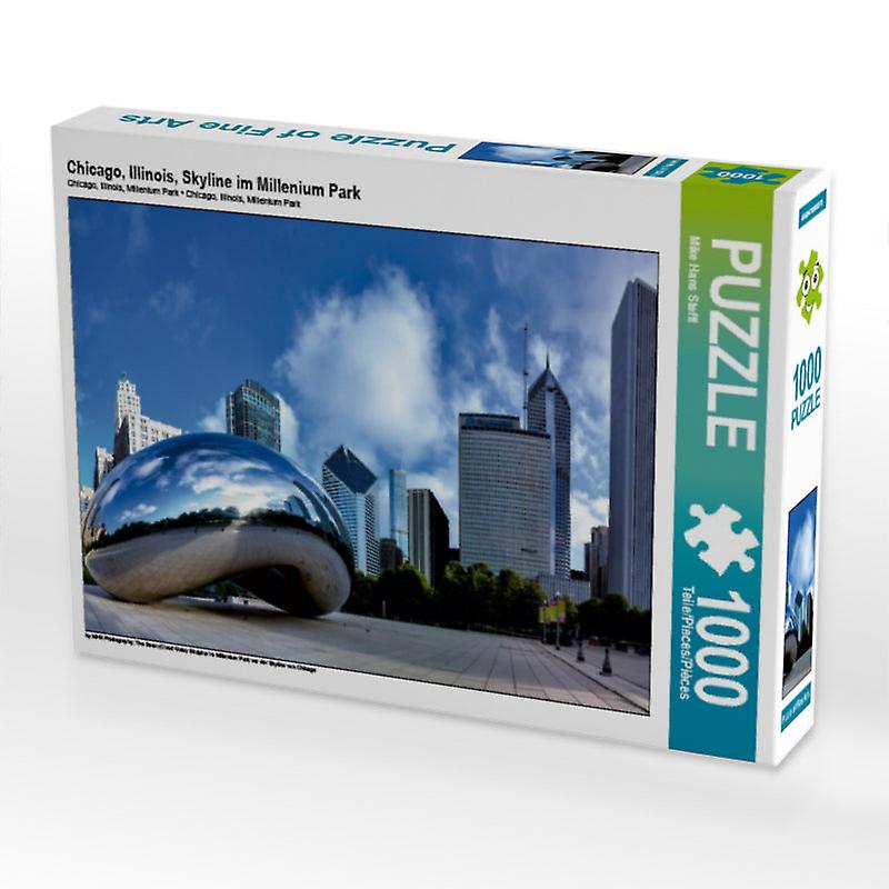 Chicago， illinois， skyline im millenium park - calvendo foto-puzzle