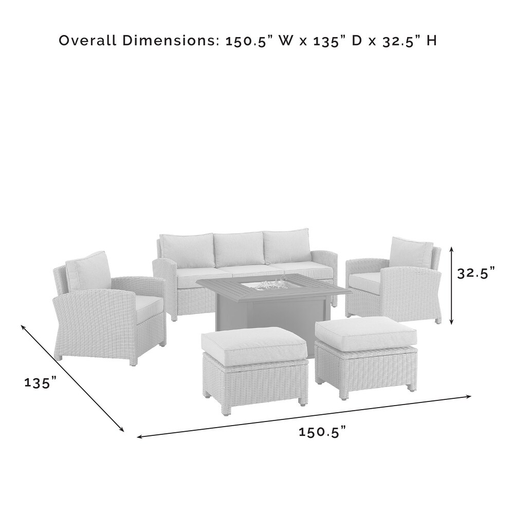 Bradenton 6Pc Outdoor Wicker Sofa Set W/Fire Table   150.5 \