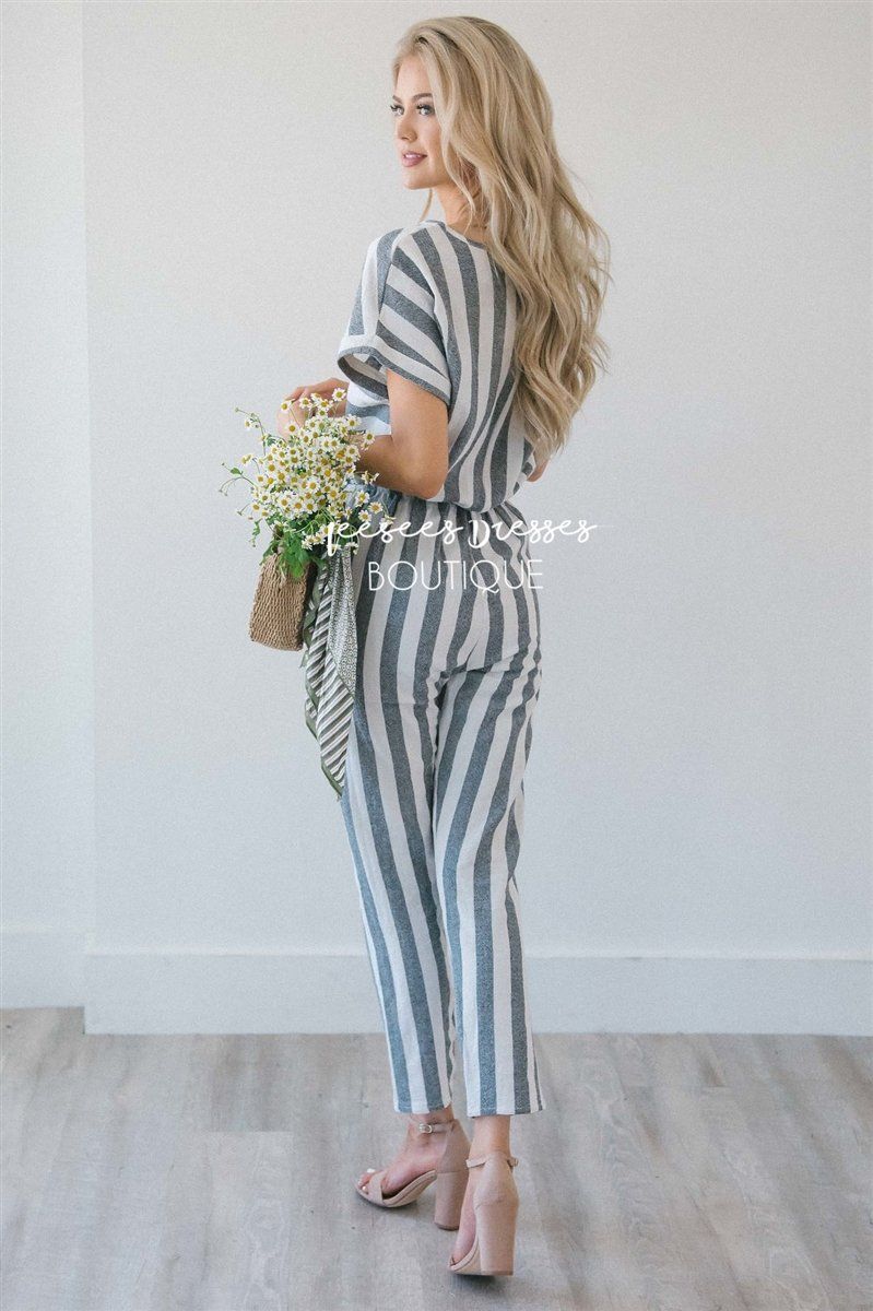 Charcoal Striped Jumpsuit