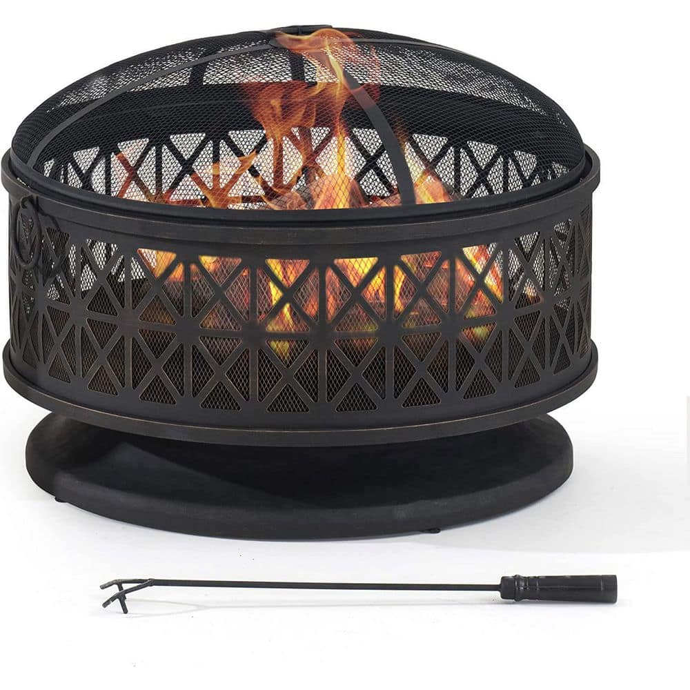 Sunjoy Parker 30 in. Outdoor Round Wood Burning Firepit A301013201