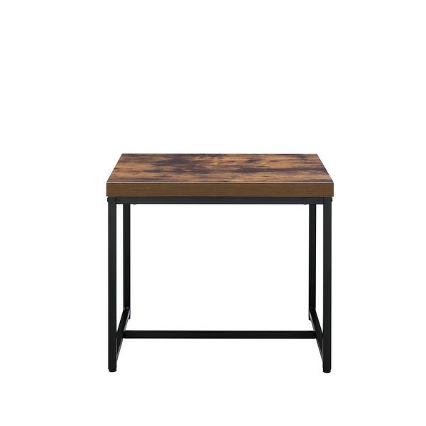 Modern Style Bob Rectangular End Table in Weathered Oak and Black