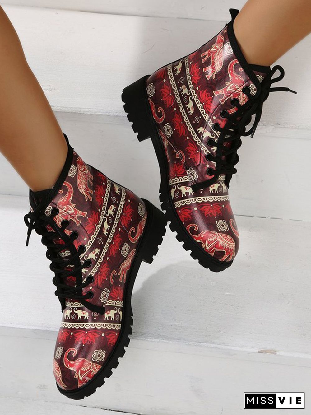 Red Elephant Ethnic Short Boots