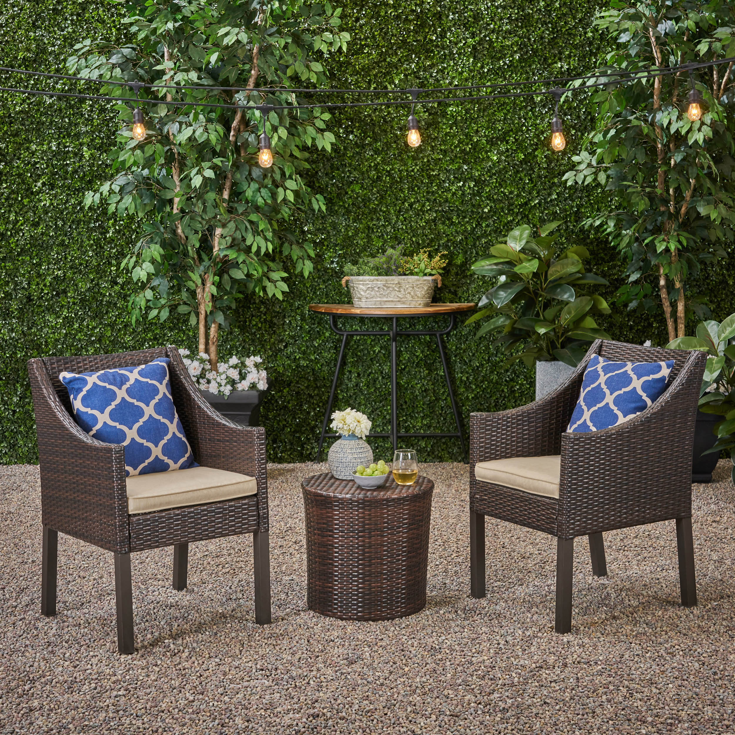 Sims Outdoor 3 Piece Wicker Chat Set