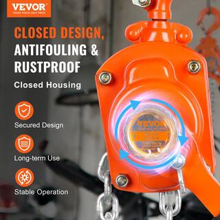 VEVOR 12 Ton Manual Lever Chain Hoist 5 ft. Long Chain Hoist with 360 Rotation Hook and Double-Pawl Brake MNSBHLH12T5FT2QE1V0