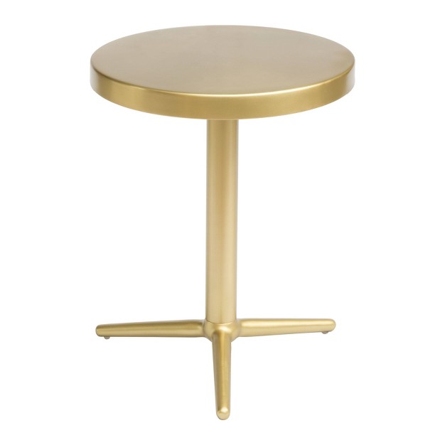 Modern Round Pedestal Accent Table Brass Zm Home