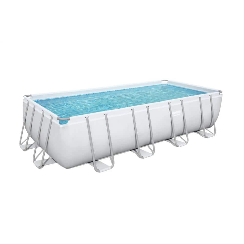 Bestway 18' x 9' Rectangular 48 in. Deep Metal Frame Above Ground Swimming Pool Set 56536E-BW