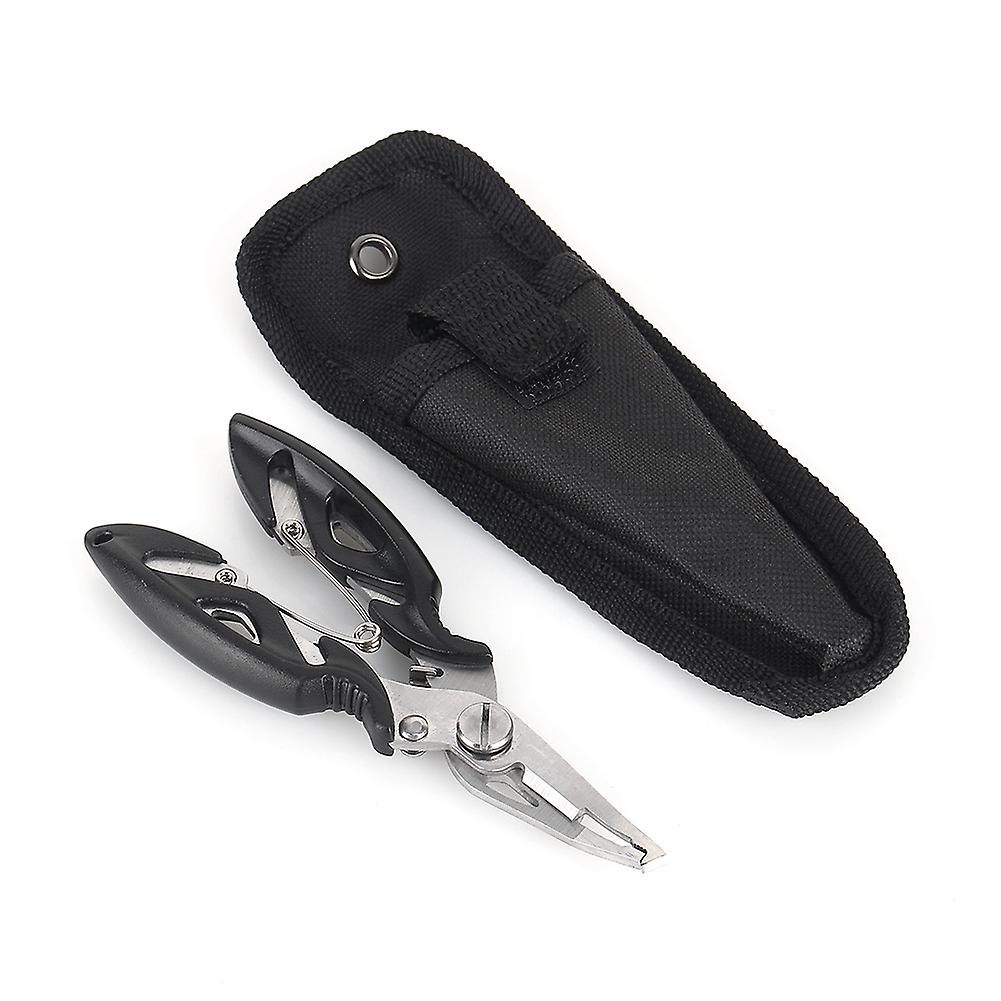 Fishing Pliers Split Ring Scissors Wire Line Cutter Hook Removers Tackle   Bag Black