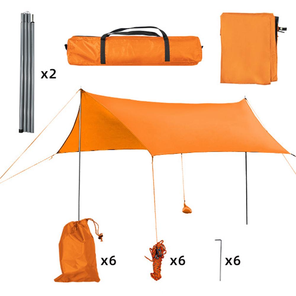 SUGIFT 10x10and#8242; Sunshade Beach Tent Canopy with Sandbags Portable Sun Shelter， Orange