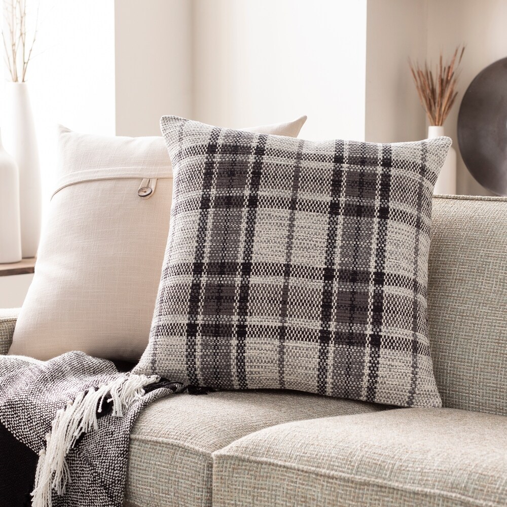 Artistic Weavers Alden Handmade Grey Plaid Throw Pillow