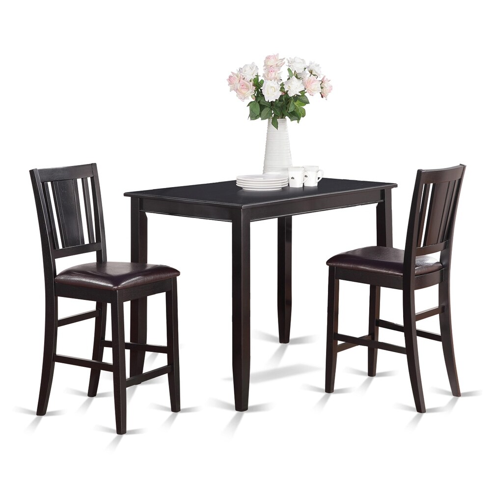 East West Furniture 3 Piece Counter Height Table Set  a Rectangle Dining Table and 2 Kitchen Chairs  Black (Seat Options)