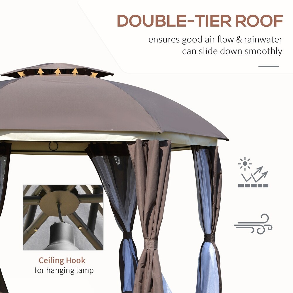 Outsunny Steel/ Fabric 12' Round 2 tier Outdoor Gazebo w/ Netting