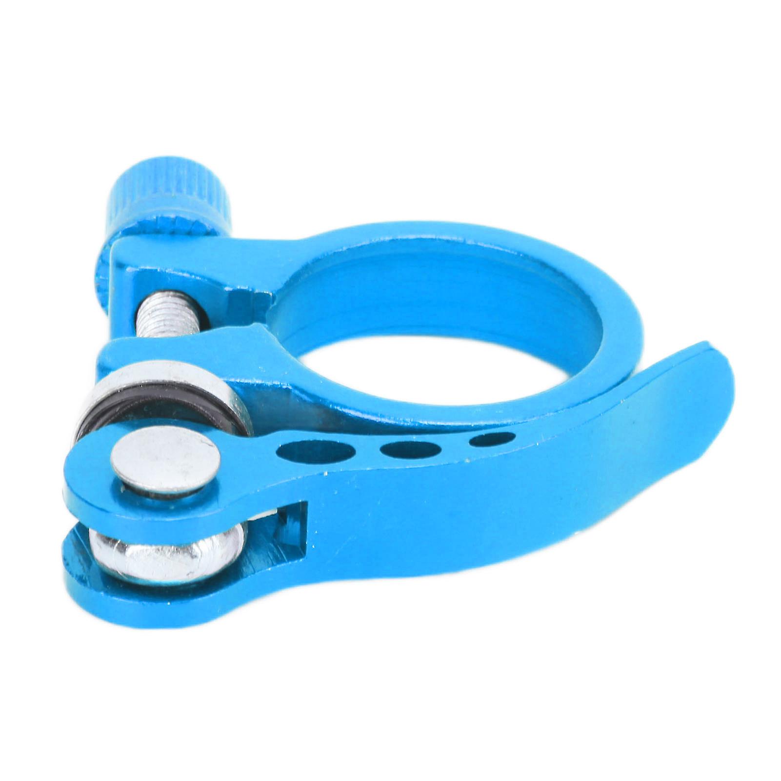 Seatpost Clamp Aluminum Alloy Quick Release Saddle Tube Clip For Mountain Bikes 3cmblue