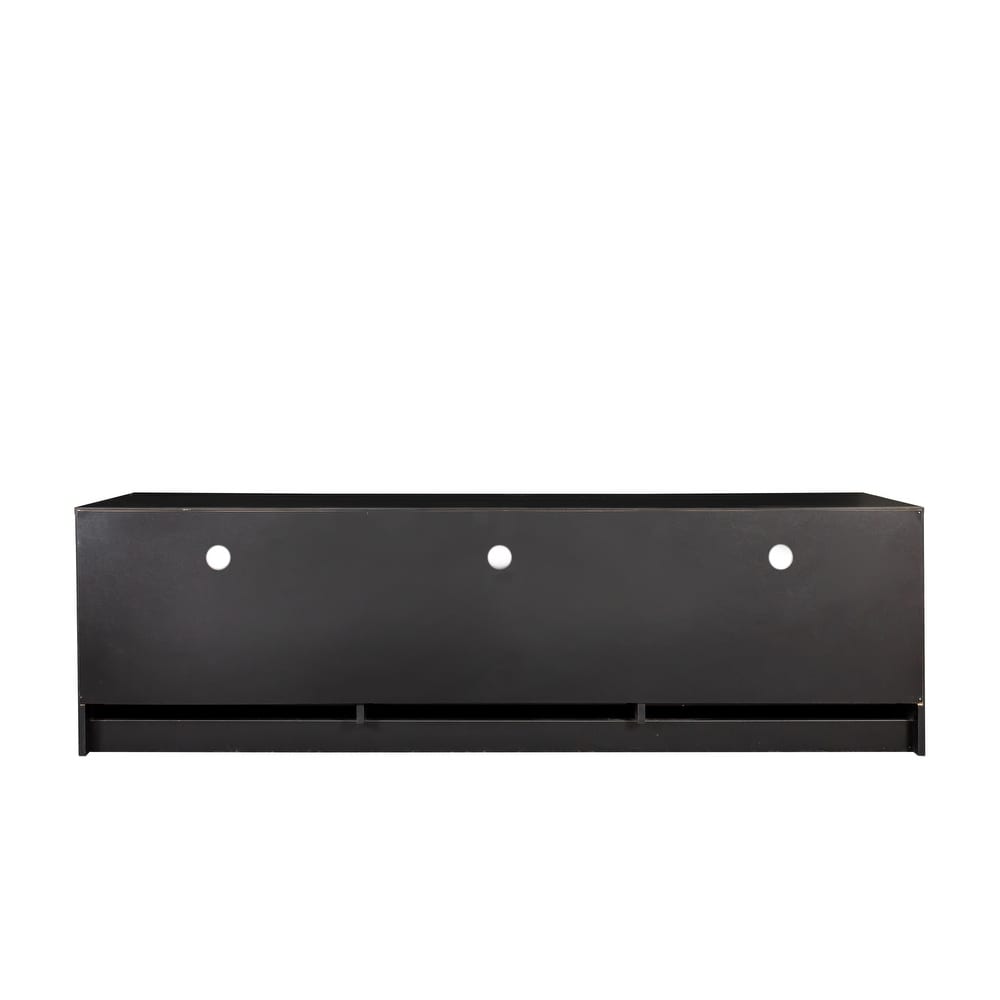 Modern TV Cabinet Stand for 80 inch TVs  Double Level Storage with 3 Open Spaces  3 Drawers