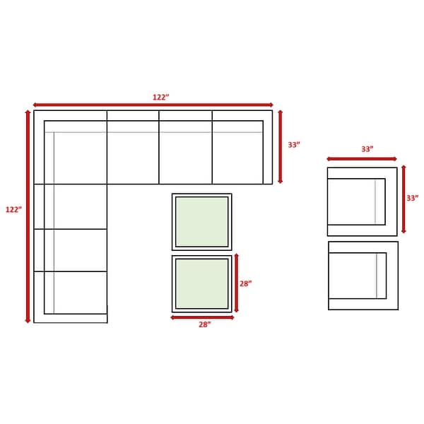 11 Piece Sectional Set with Cushions