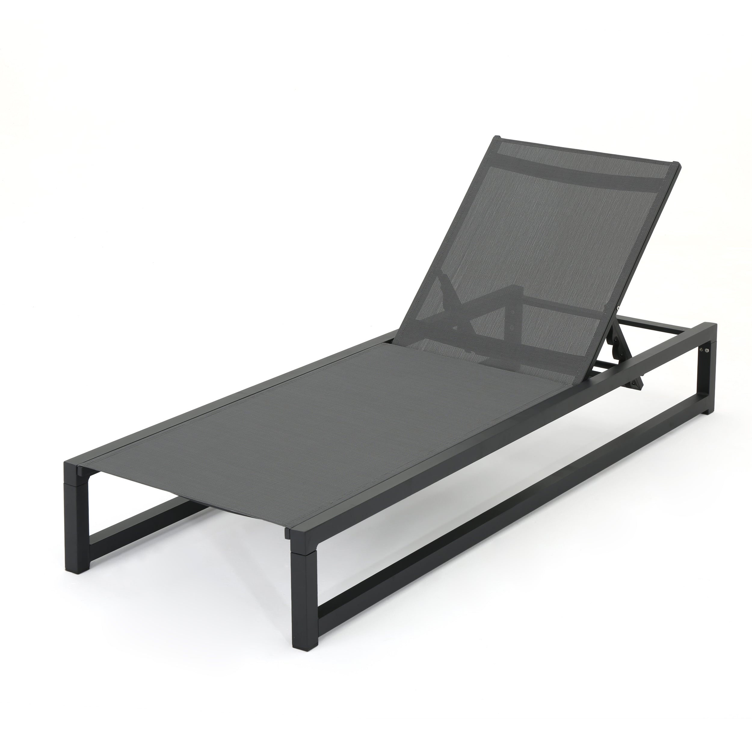 Mottetta Outdoor Finished Aluminum Framed Chaise Lounge with Mesh Body