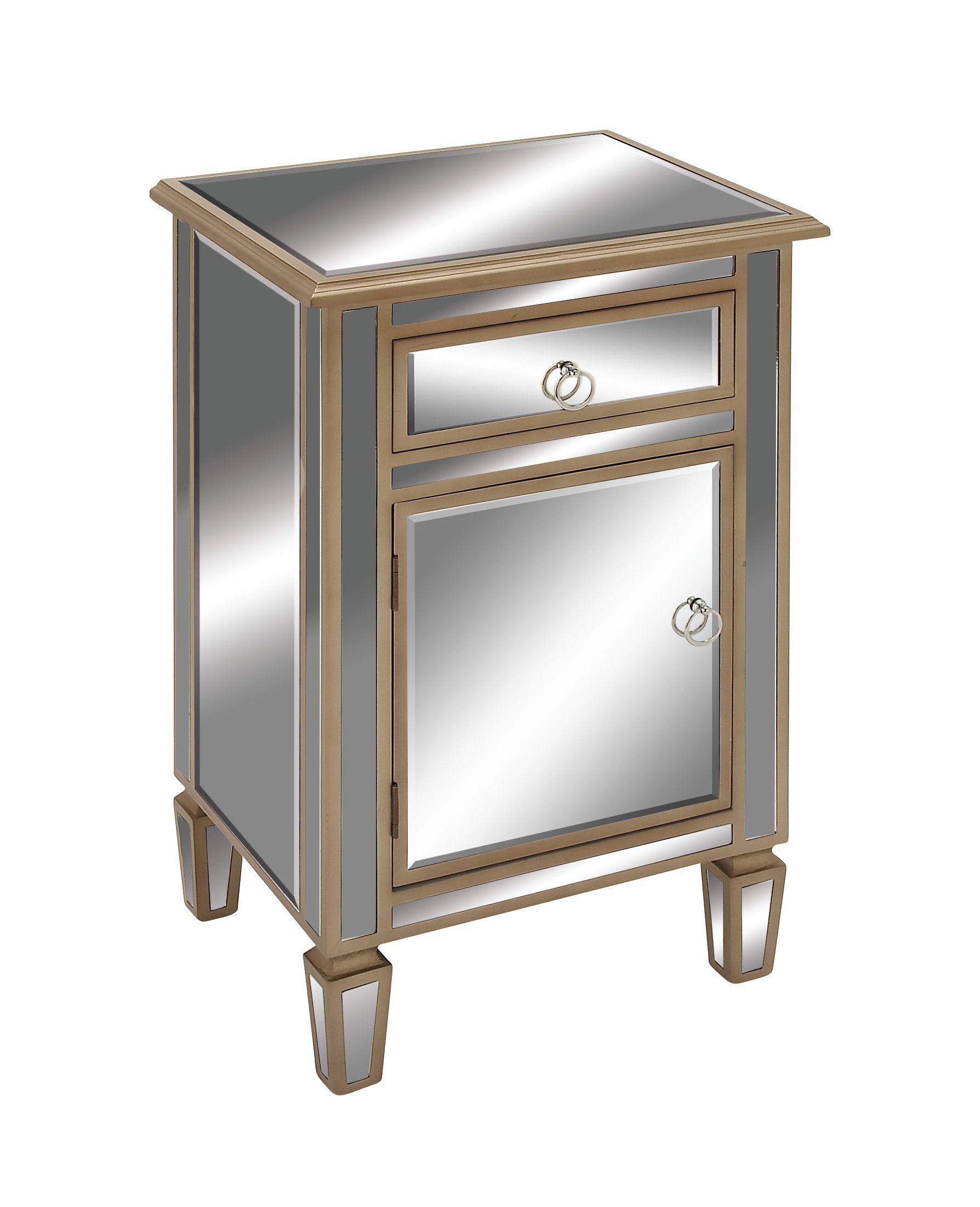 Beige Mirror Glam Cabinet 30x19x15