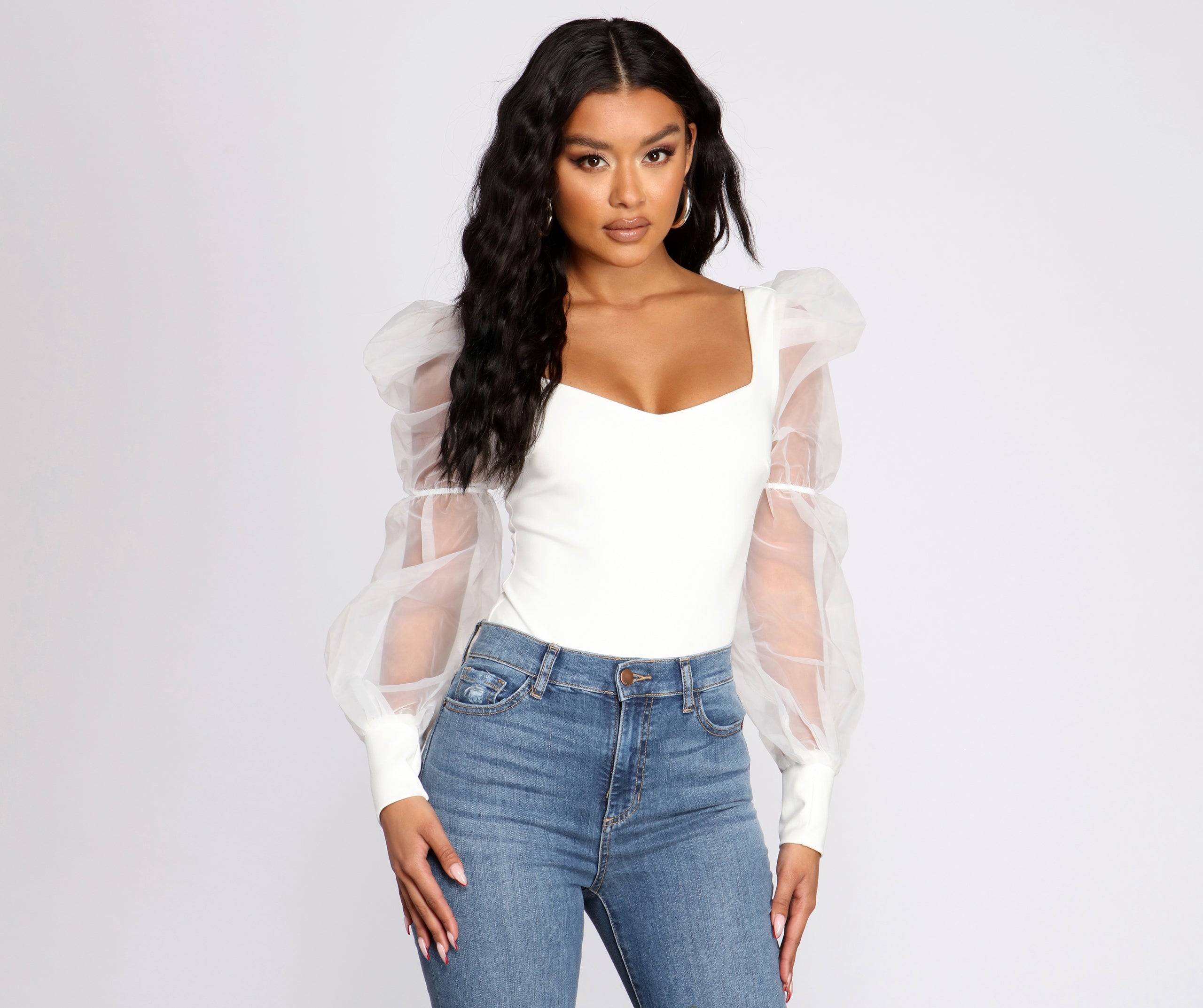 Essential Organza Puff Sleeve Bodysuit