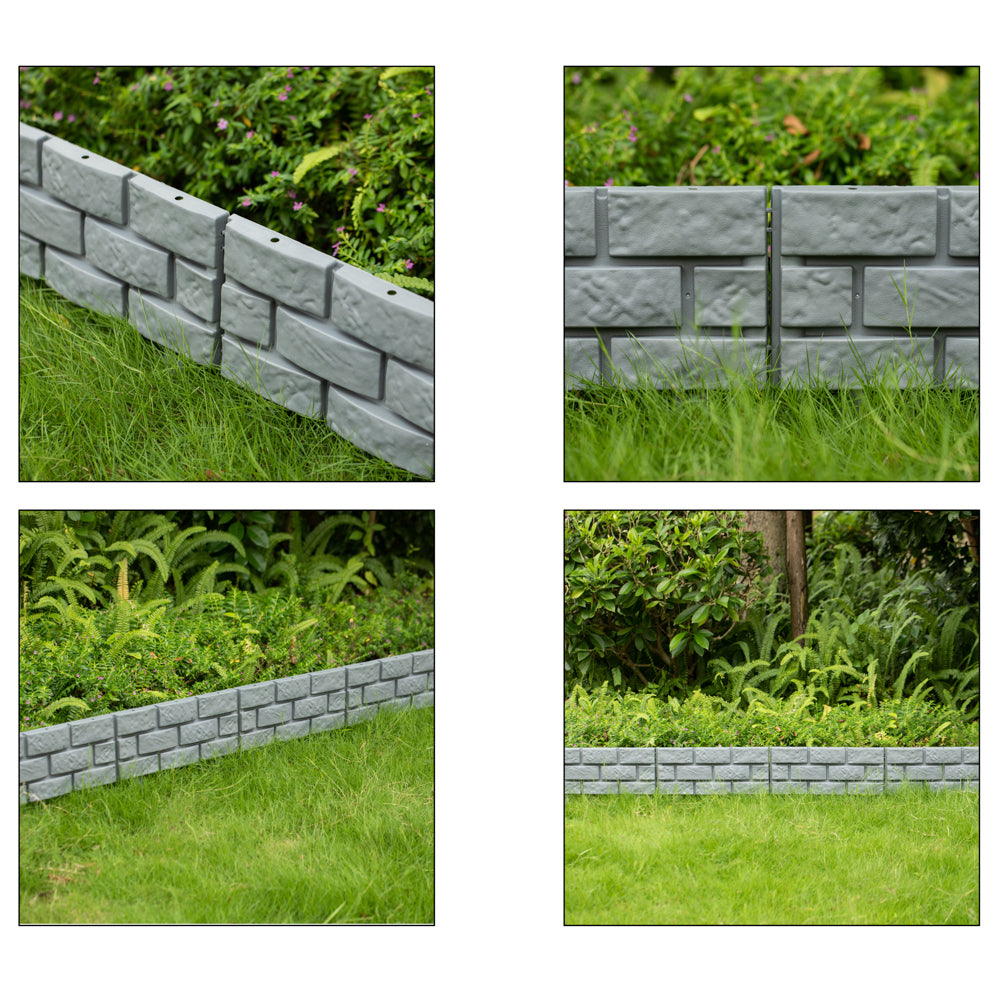 Gardenised Imitation Stone Brick Designed Garden Border Edging Picket Fence, High Quality Fencing for Gardens, Landscape Edging,