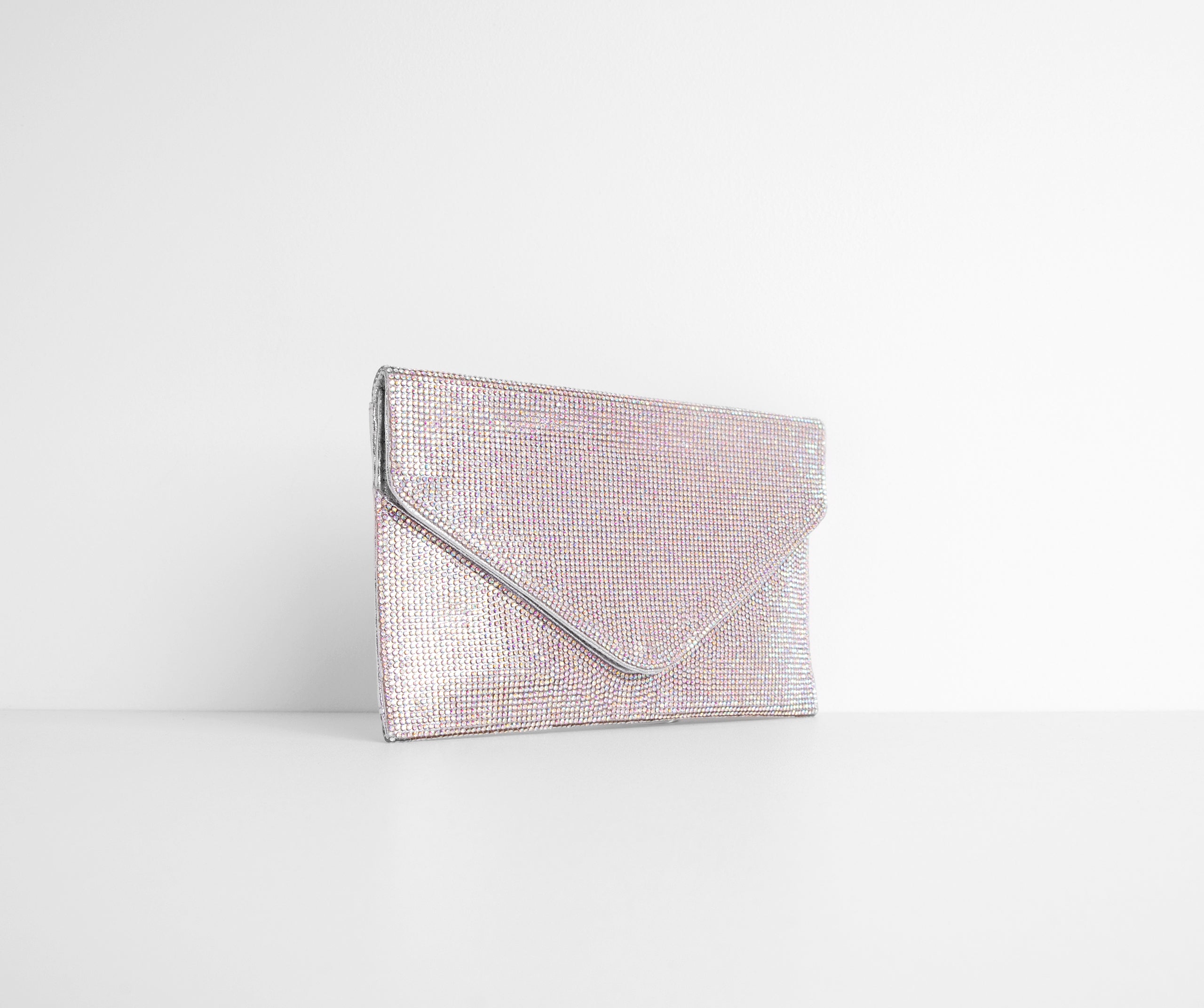 Iridescent Rhinestone Radiance Envelope Clutch