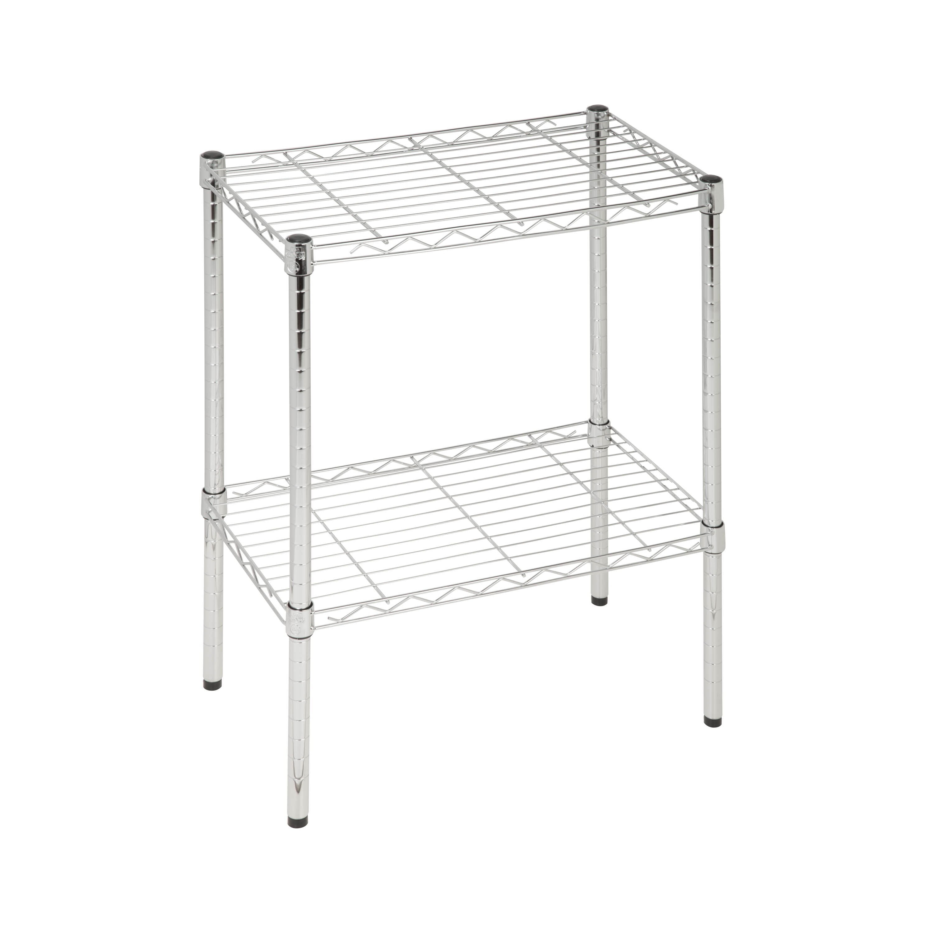 Honey-Can-Do Small 2-Tier Adjustable Chrome Shelving Unit,Shelves & Shelf Units Chrome,Steel