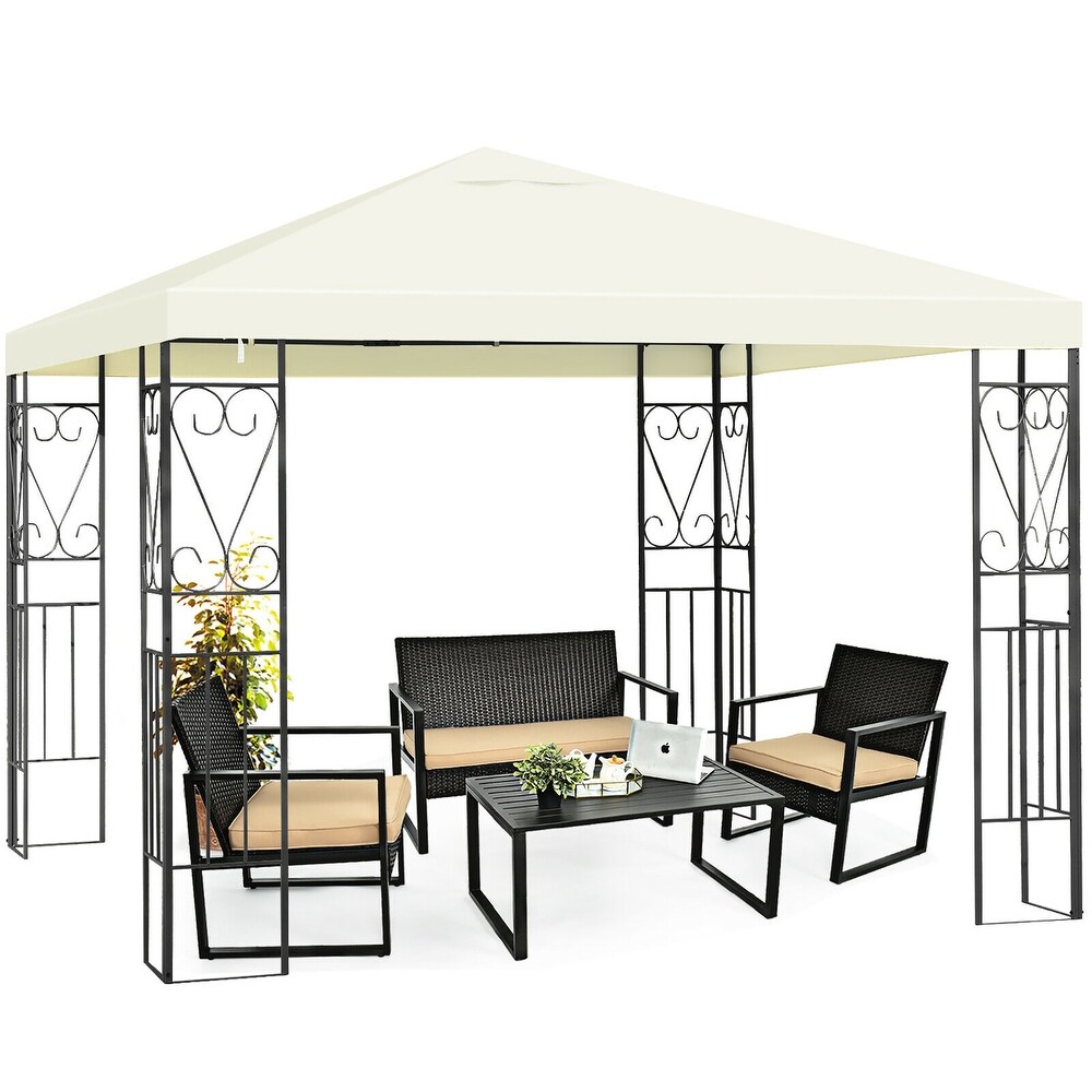 Costway 10'x10' Patio Gazebo Canopy Tent Steel Frame Shelter Patio