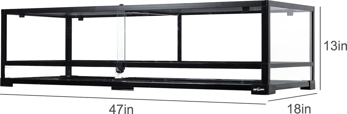 REPTI ZOO Sliding Doors Screen Ventilation Reptile Terrarium， 47-gal