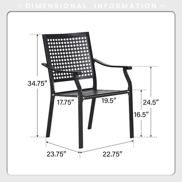 7Piece Patio Ecoating Dining Set of 6 Stackable Chairs and 1 Metal Dining Table