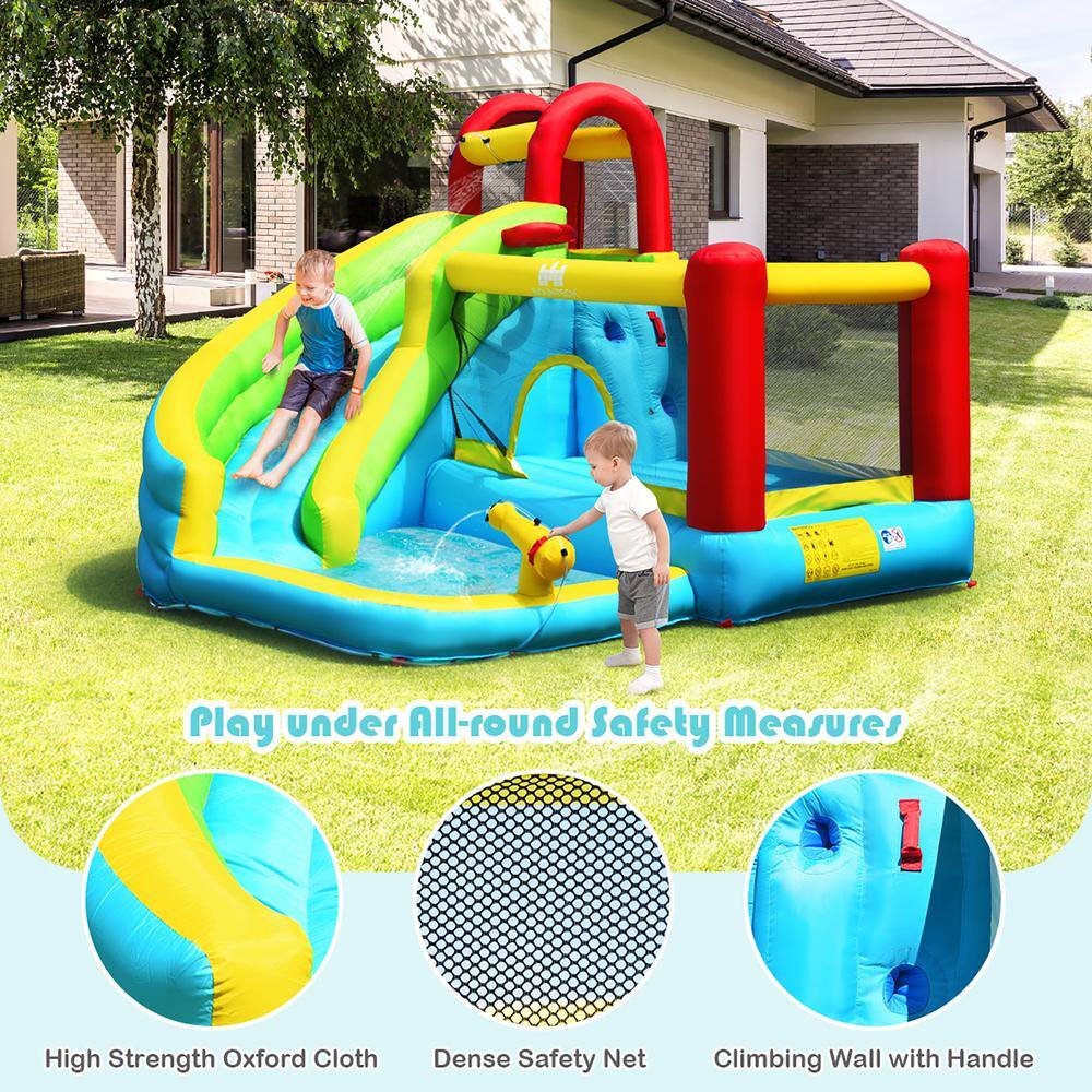 Costway Inflatable Kids Water Slide Jumper Bounce House Splash Water Pool with 550W Blower OP70410+ES10150US