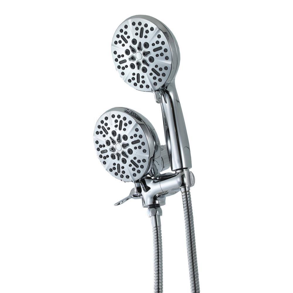 CASAINC 5-Spray Patterns with 1.75 GPM 5 in. Wall Mount Dual Shower Heads and Handheld Shower Head in Chrome CASATW2501-5CH