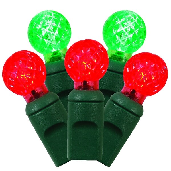 Vickerman 50 RedGreen G12 LED Light on Green Wire，25' Christmas Single Mold Light Strand