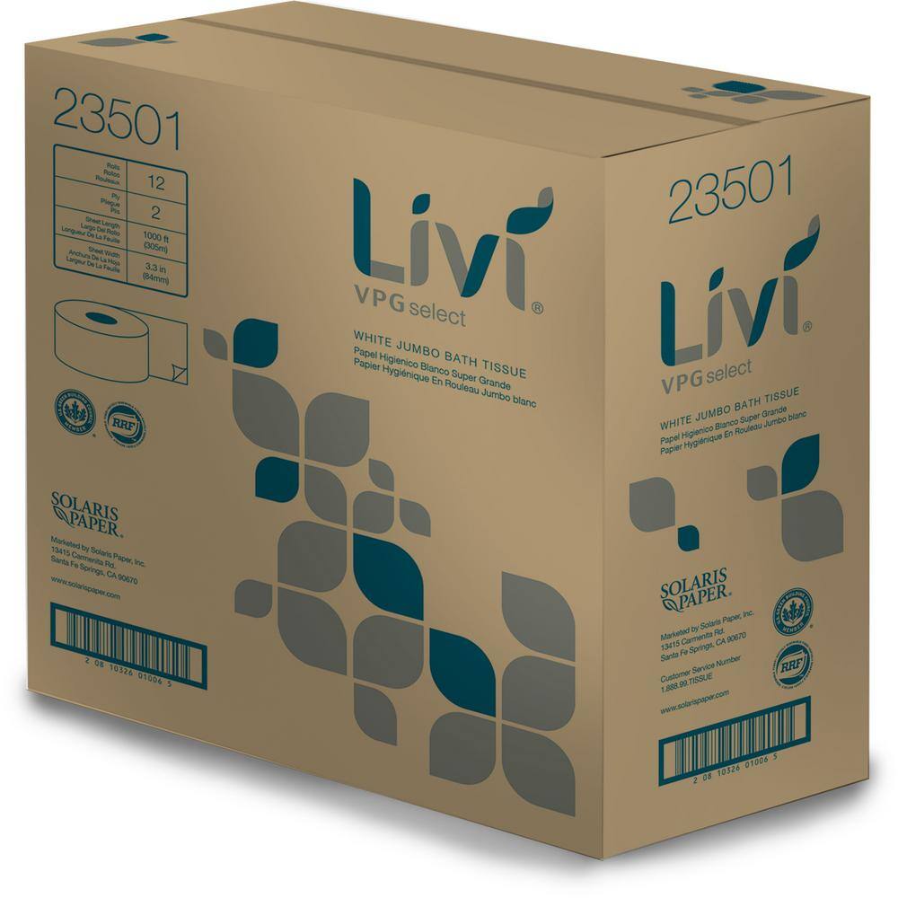 Livi 2-Ply Jumbo Toilet Tissue (12-Rolls per Carton) SOL23501