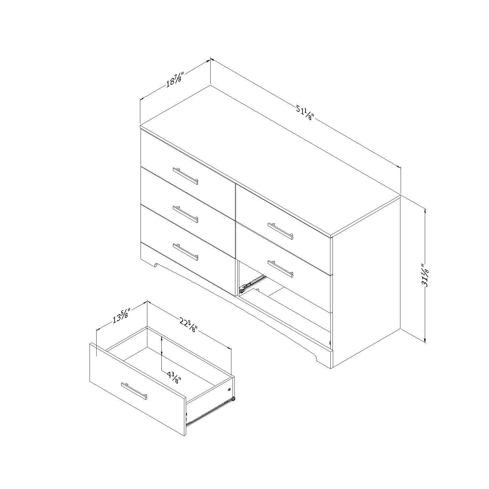 South Shore Gramercy 6-Drawer Double Dresser, Pure Black