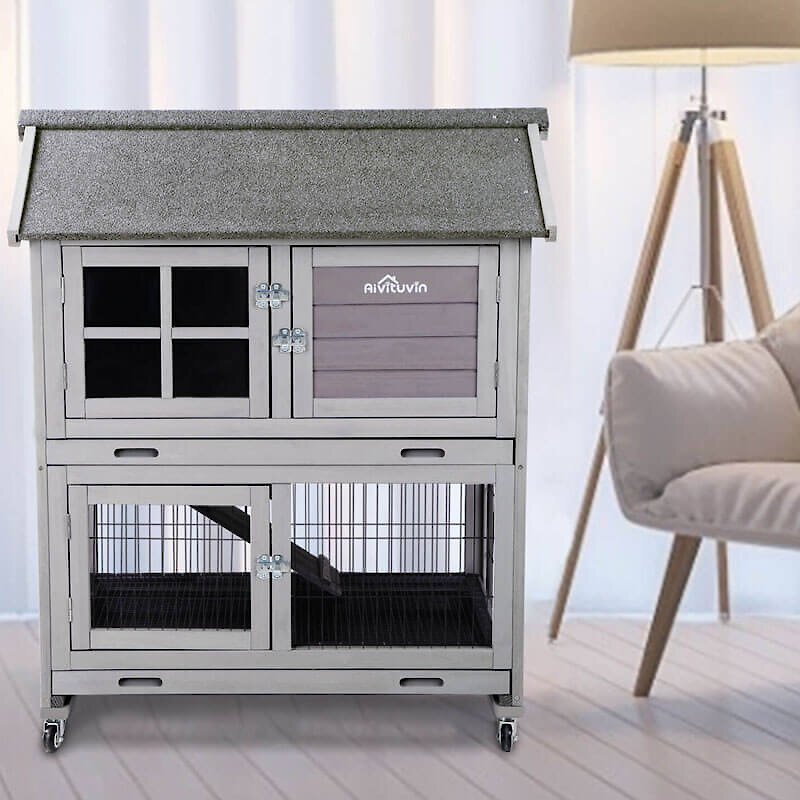 Aivituvin 44.2-in Indoor and Outdoor Rabbit Hutch