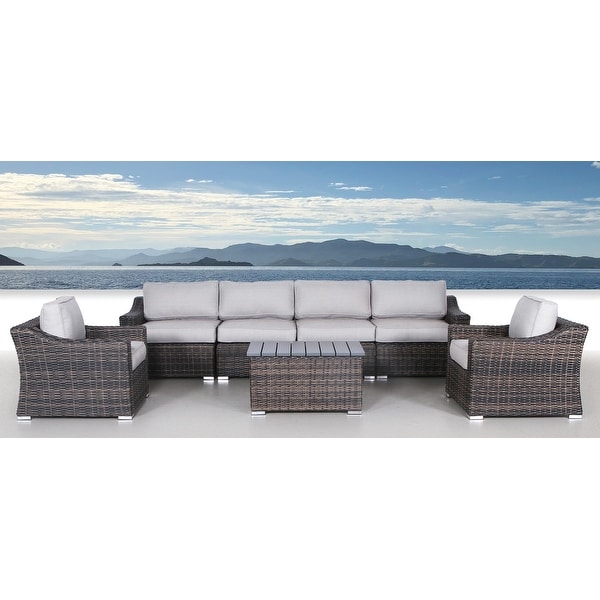 LSI Marina Grey Aluminum/Wicker 7piece Sectional Club Set