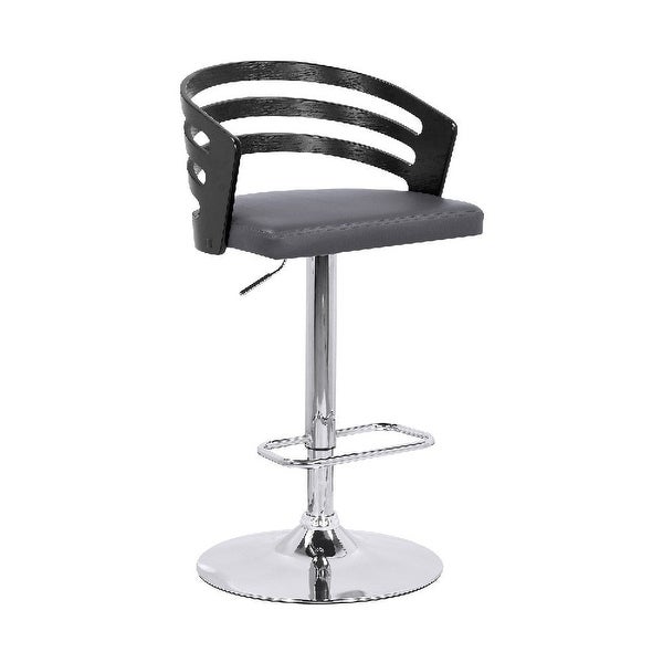 Adjustable Barstool with Curved Open Low Wooden Back - 19 L X 19 W X 44 H Inches