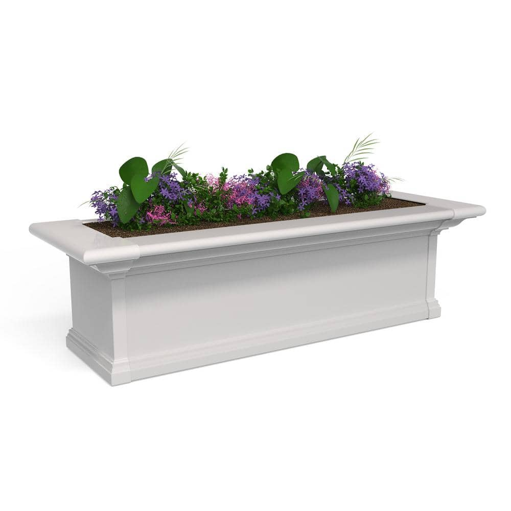 Mayne Yorkshire 36 in. x 12 in. Self Watering White Vinyl Window Box 4823W