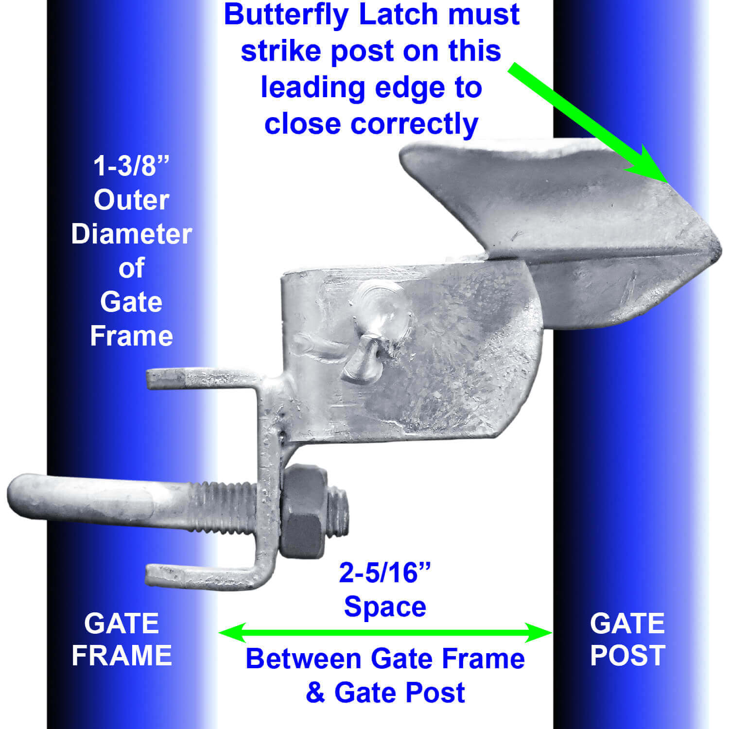 Jake Sales Brand - 1-3/8” x 2-3/8” - ButterFly Latch - Galvanized - Each