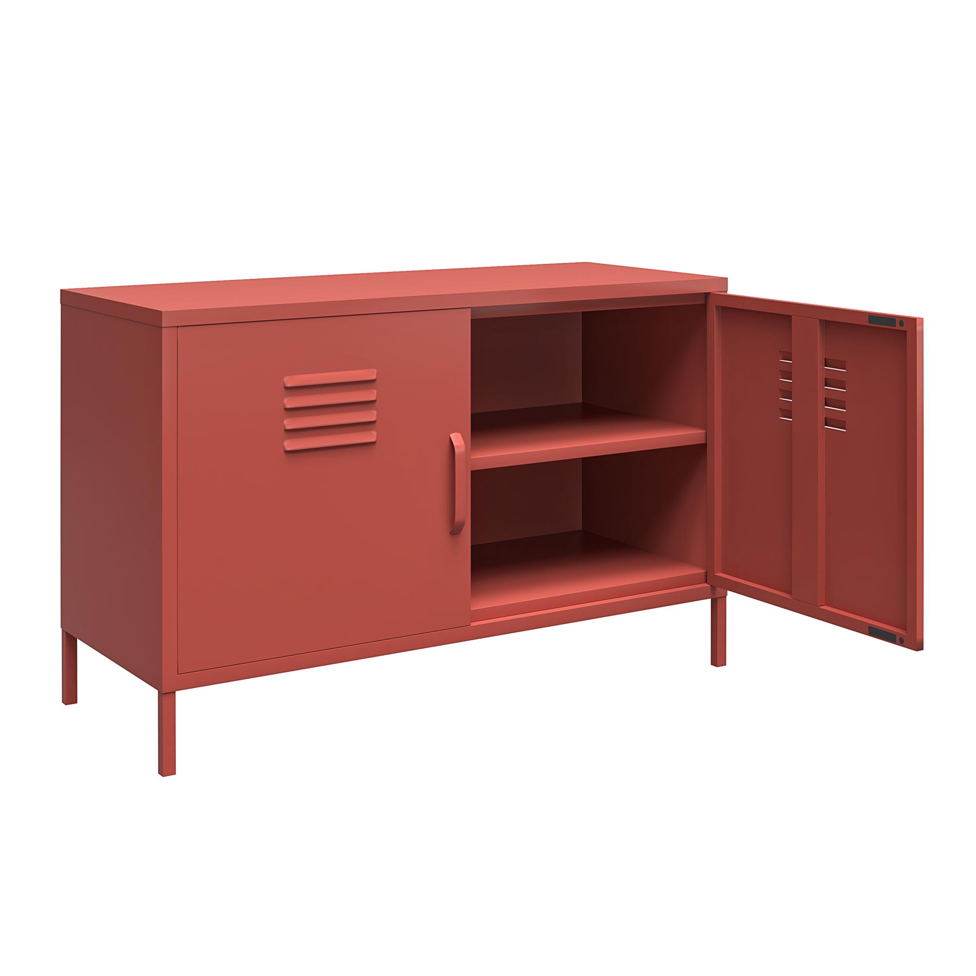 Shadwick 2 Door Wide Metal Locker Accent Storage Cabinet， Terracotta