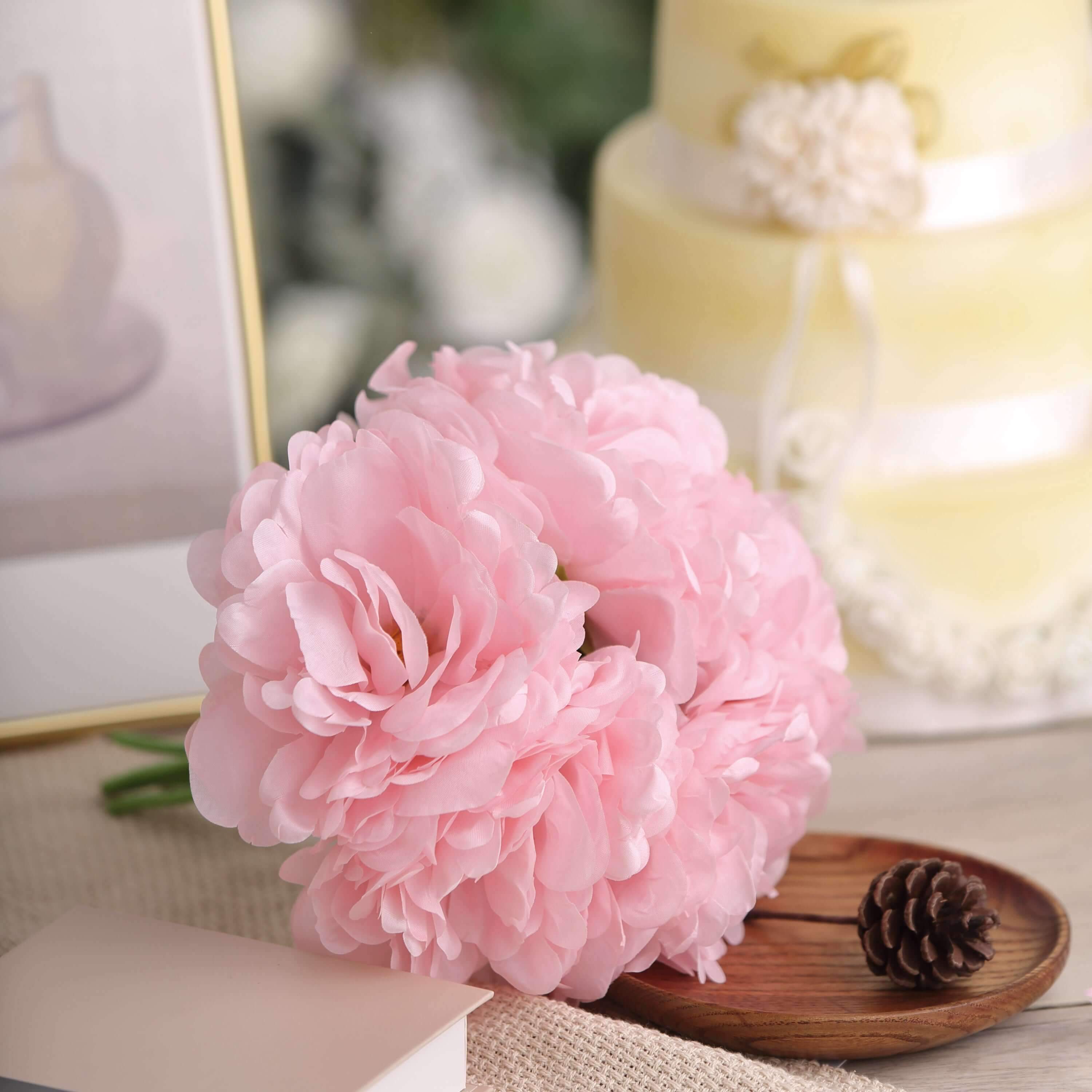 Pink Real Touch Artificial Silk Peonies Flower Bouquet 11