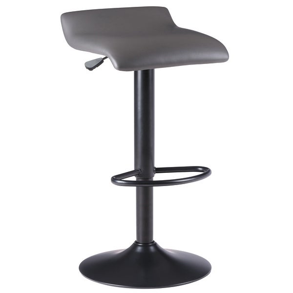 Tarah 2-Pc Adjustable Swivel Seat Stool Set， Black and Slate Gray - 15.16 x 15.16 x 34.45 inches