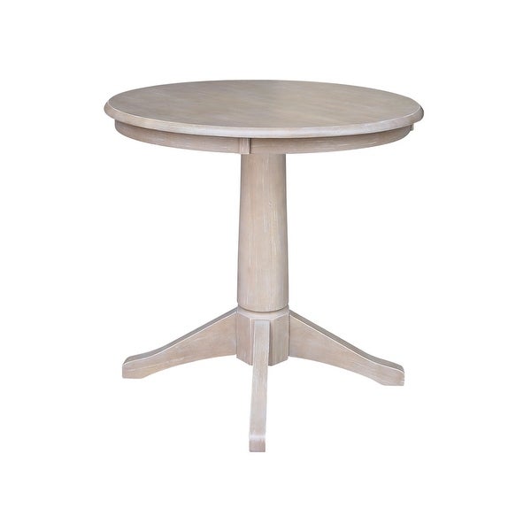 30-in. Round Washed Grey Taupe Wood Pedestal Table